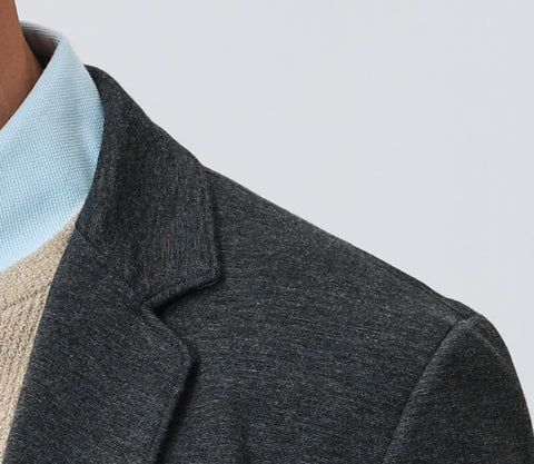 Textured Knit Blazer - Stretchable Wrinkle-Resistant Versatile Design with Contrast Accents