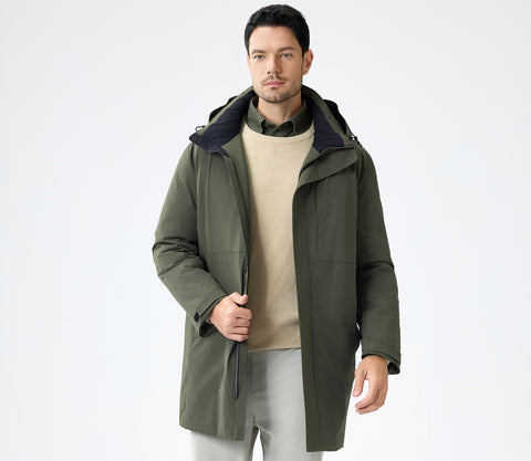 Water-Resistant Stretch Nylon Jacket with Detachable Hood