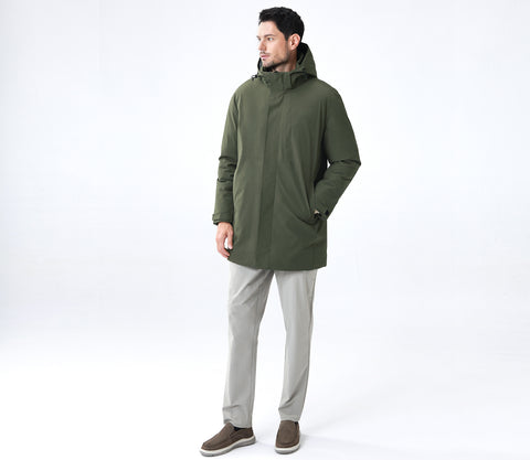 Water-Resistant Stretch Nylon Jacket with Detachable Hood