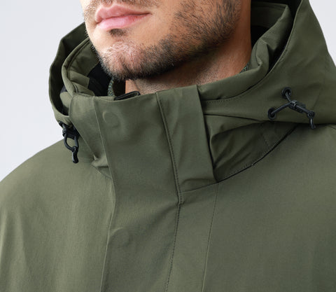 Water-Resistant Stretch Nylon Jacket with Detachable Hood