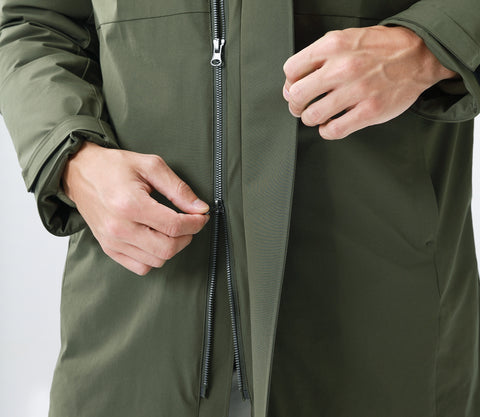 Water-Resistant Stretch Nylon Jacket with Detachable Hood