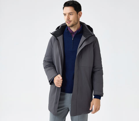 Water-Resistant Stretch Nylon Jacket with Detachable Hood