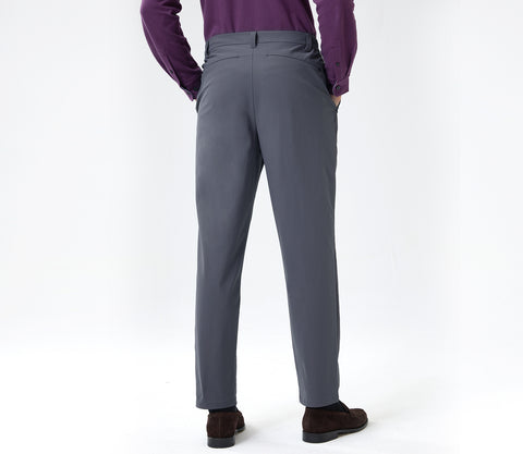 Premium Warp-Knitted Trousers with Elastic Waist & Zippered Back Pocket