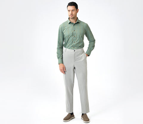 Premium Warp-Knitted Trousers with Elastic Waist & Zippered Back Pocket