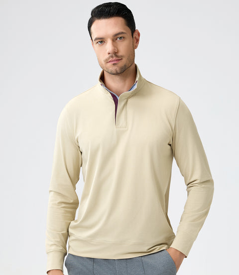 Luxury Hidden Zipper Fleece-Knit Polo