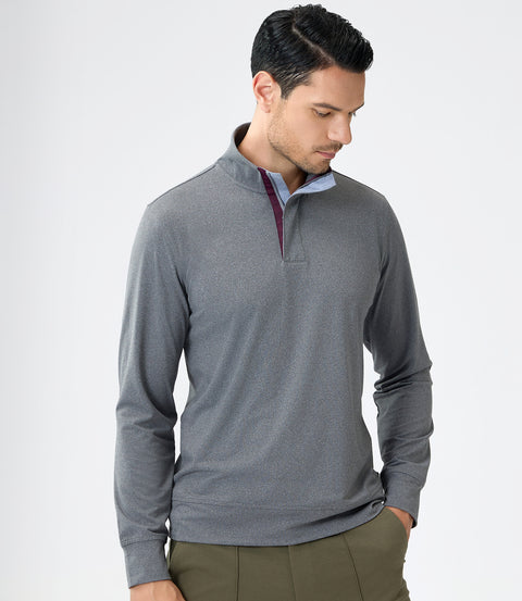 Luxury Hidden Zipper Fleece-Knit Polo